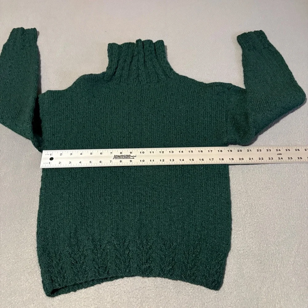 Vintage Tricots St Raphael Turtleneck Sweater Mens M Green Wool Cable Knit